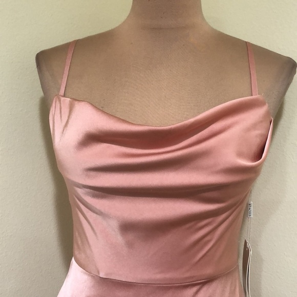 NWT Stacees Formal Maxi Dress Size 4 Blush Pink Cowl Neck Gown - Picture 3 of 10